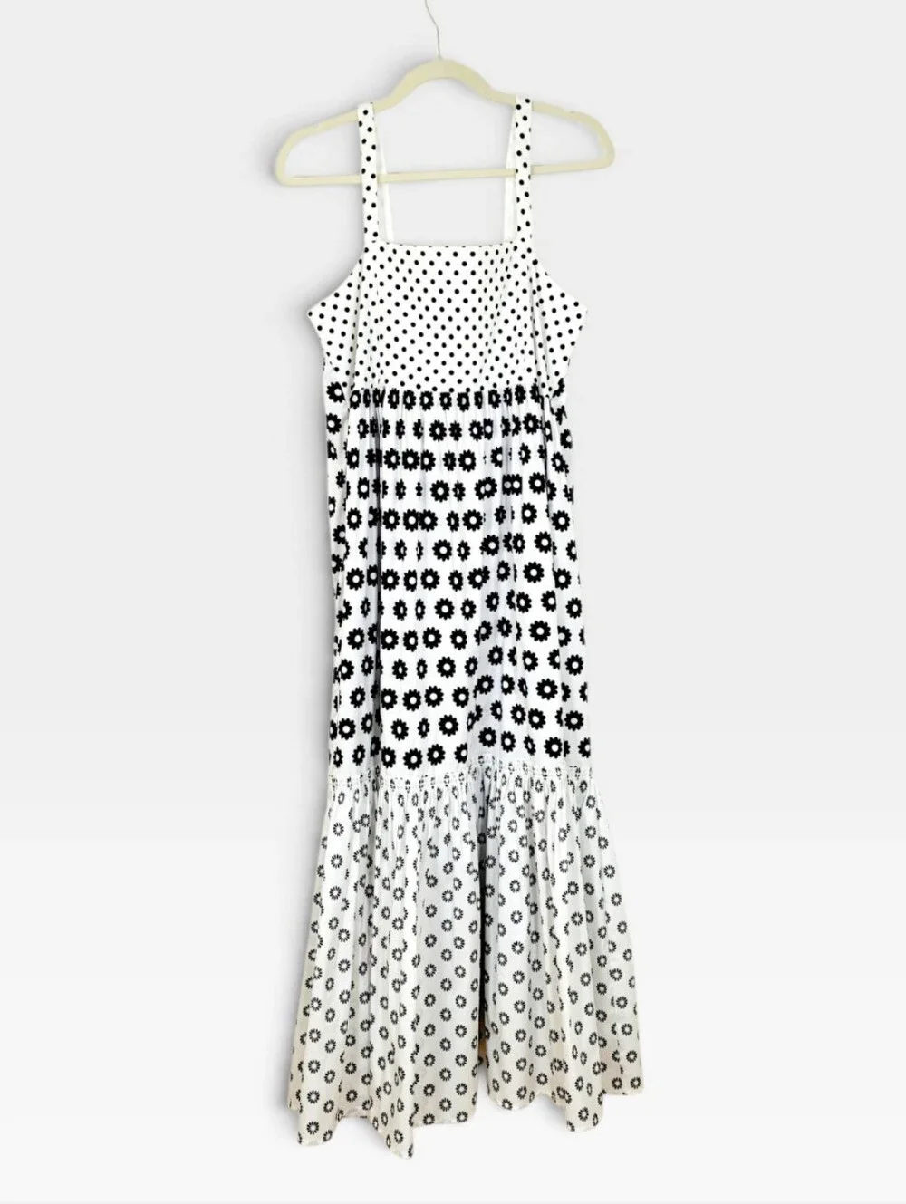 NWT TORY BURCH Mod Dot Patchwork Printed Cotton Sundress Tiered Dress Size 12